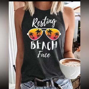 Tank Top Gray “Resting Beach Face” SZ L - NEW